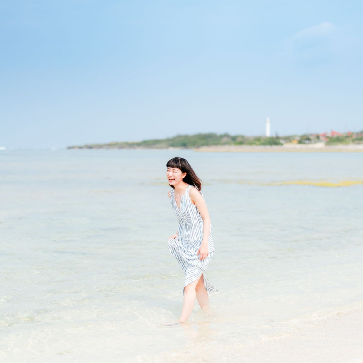 日本の伝統色【藍】JAPAN BLUEが魅せる旅するワンピース | 久留米絣 縞