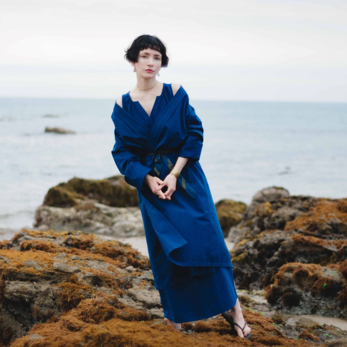 深まる藍色「旅する久留米絣羽織り」JAPAN BLUE・天然藍染め・綿100