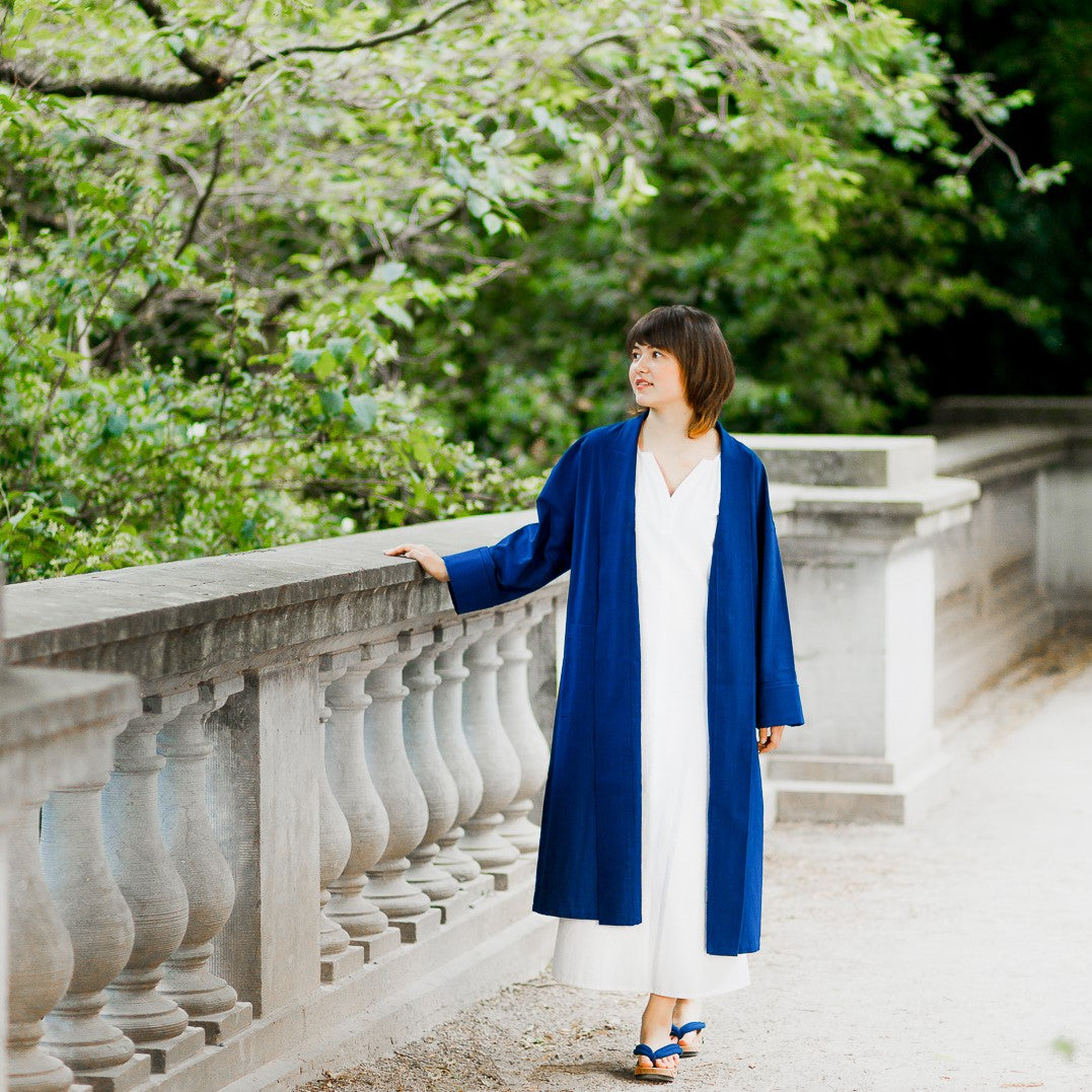 深まる藍色「旅する久留米絣羽織り」JAPAN BLUE・天然藍染め・綿100