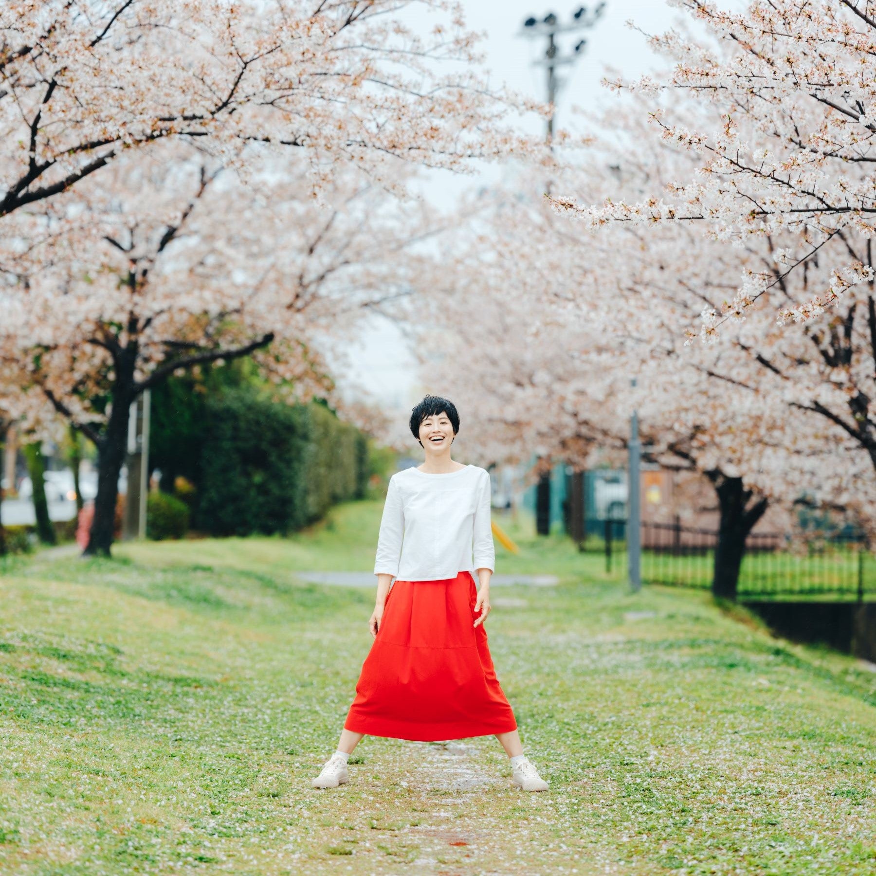 Happy Red Kurume Kasuri Skirt | 100% Cotton, Made in Japan | IKI