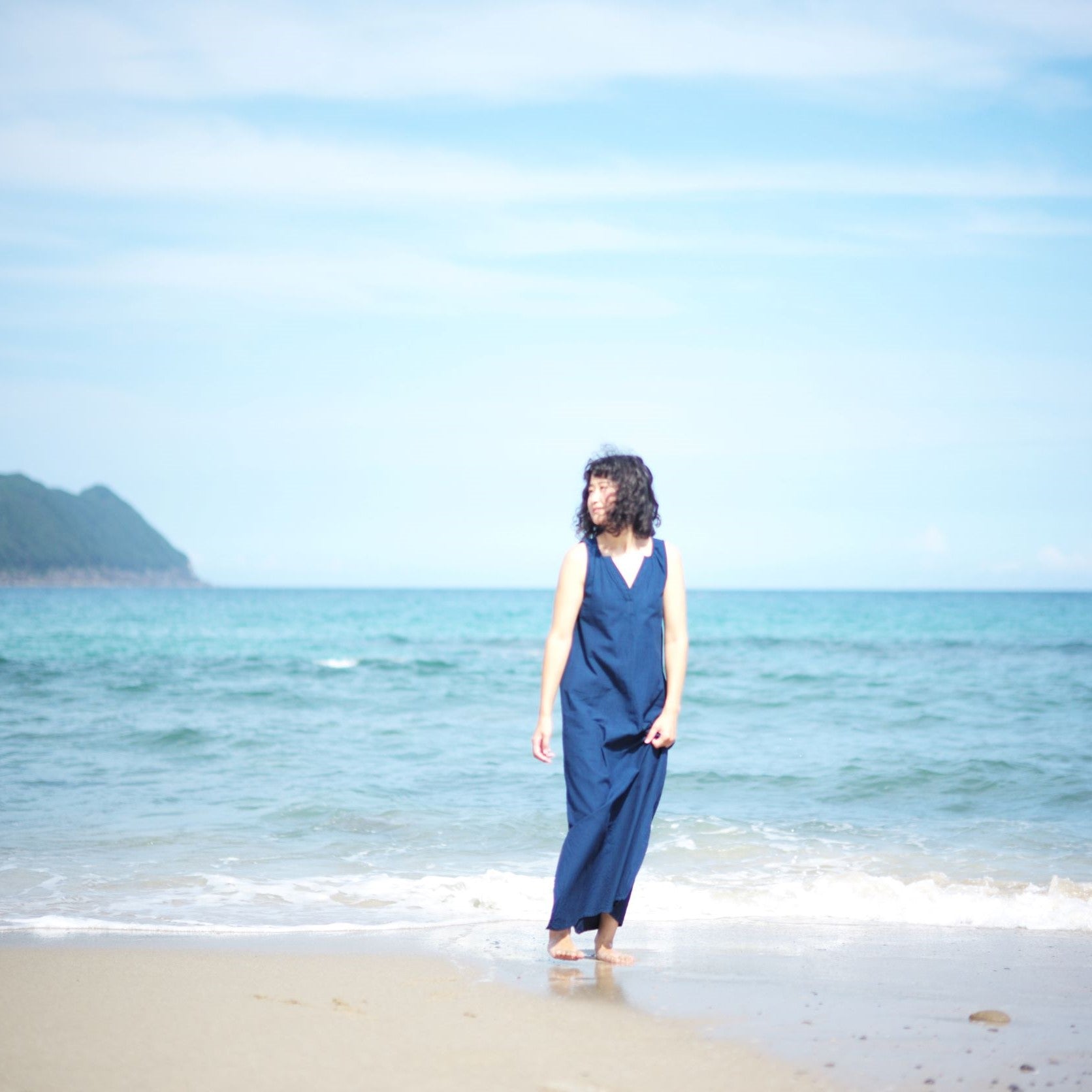 blue blue japan dress Vintage Blue Kimono V-Neck Dress for Women